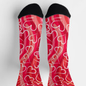 赤いピンクのハート ソックス (上部)