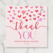 赤いピンクのハート バレンタイン ブライダルシャワー フェイバータグ (裏面)