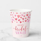 赤いピンクのハート バレンタイン ブライダルシャワー 紙コップ (裏面)