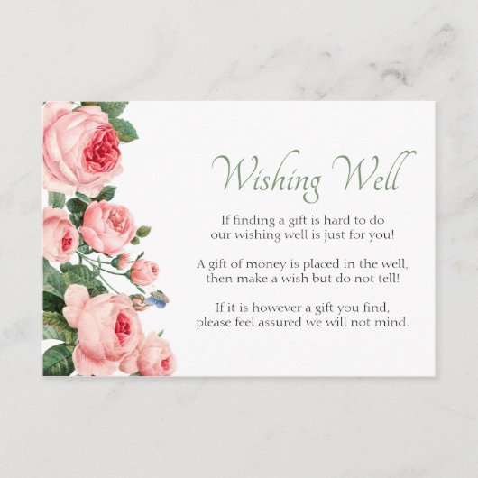 赤いピンクのバラのフローラエレガントが良く願う エンクロージャーカード (正面)