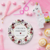 赤いピンクのバラの花のウェディングシャワー ペーパープレート (パーティー)