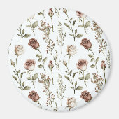 赤いピンクのバラの花柄 マグネット (正面)