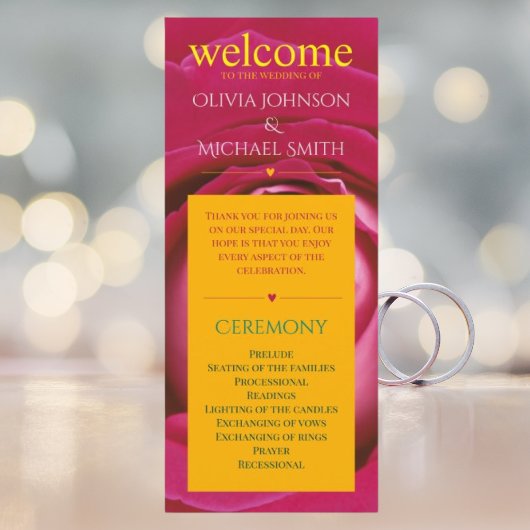 赤いピンクのバラの花結婚式プログラム プログラム