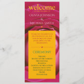 赤いピンクのバラの花結婚式プログラム プログラム (正面)