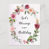 赤いピンクのバラの花輪 正教会の誕生日 ポストカード (正面)