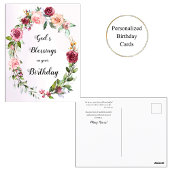 赤いピンクのバラの花輪 正教会の誕生日 ポストカード