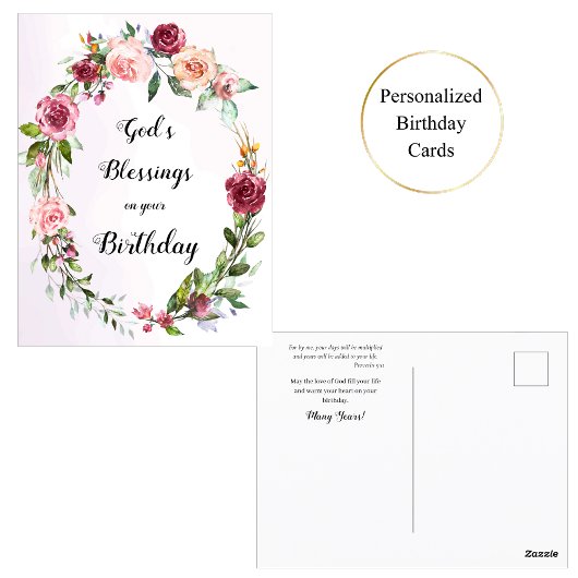 赤いピンクのバラの花輪 正教会の誕生日 ポストカード