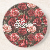 赤いピンクのバラの花 コースター (正面)