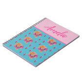 赤いピンクのバラ シャビー シック ティール アクア フラワーフラワー ノートブック (左側)