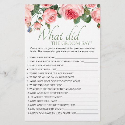 赤いピンクのフローラゲーム新郎は何と言うだろう チラシ (正面)