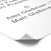 赤いピンクのフローラ結婚アルファベットの座席表 ポスター (角)