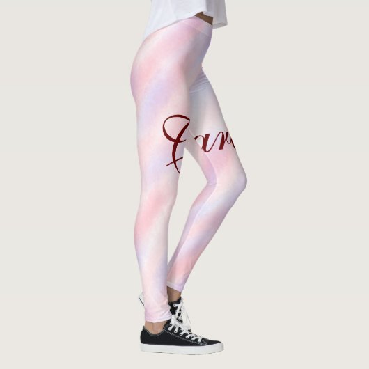 赤いピンクのマルーンの水の色の抽象芸術を追加ナメパステル レギンス (右)