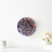 赤いピンクの岩の写真遅延時間なし引用文 ラウンド壁時計 (ホーム)