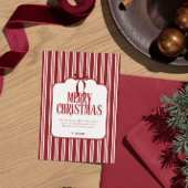 赤いピンクの弓のストライプの楽しいクリスマスホリデー シーズンカード
