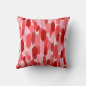 赤いピンクの抽象芸術ブラシストロークパターン クッション (裏面)