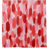 赤いピンクの抽象芸術ブラシストロークパターン シャワーカーテン (正面)