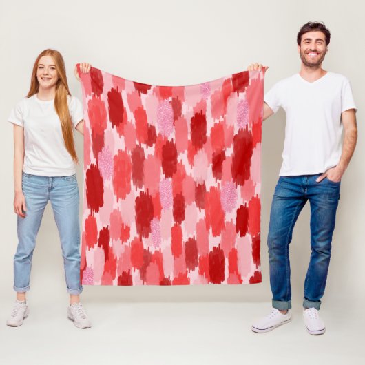 赤いピンクの抽象芸術ブラシストロークパターン フリースブランケット (インサイチュ)