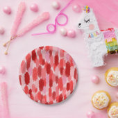 赤いピンクの抽象芸術ブラシストロークパターン ペーパープレート (パーティー)