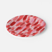 赤いピンクの抽象芸術ブラシストロークパターン ペーパープレート (アングル)