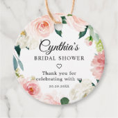 赤いピンクの植物性ブライダルシャワーありがとう フェイバータグ (正面)