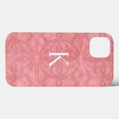 赤いピンクの水カラーろうけつ染めとイニシャル Case-Mate iPhoneケース (裏面 (横))