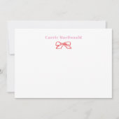 赤いピンクの水彩リボン カスタマイズステーショナリー ノートカード (正面)