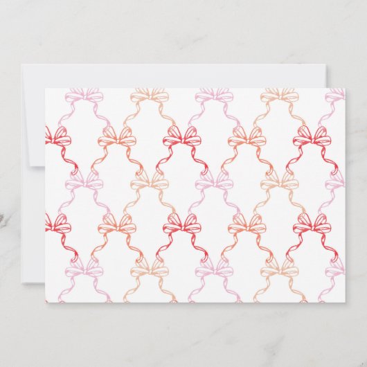 赤いピンクの水彩リボン カスタマイズステーショナリー ノートカード (裏面)