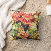 赤いピンクの水彩花柄パターン1 クッション (ブランケット)