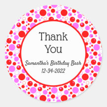 赤いピンクの水玉模様と丸編集可能ありがとう