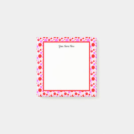 赤いピンクの水玉模様と円の編集可能なシール ポストイット