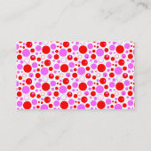 赤いピンクの水玉模様と円を編集可能 名刺 (裏面)