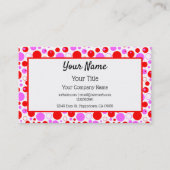 赤いピンクの水玉模様と円を編集可能 名刺 (正面)