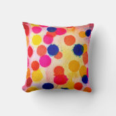 赤いピンクの水玉模様の水色 クッション (正面)