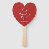 赤いピンクの水色のフローラモダンの2倍の幸せ ハンドファン (裏面)