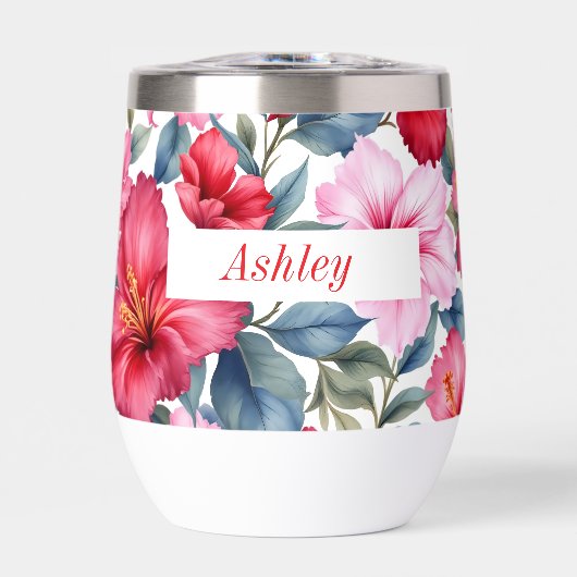 赤いピンクの水色ハイビスカスの花 (正面)