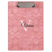 赤いピンクの水色モノグラム名 クリップボード (正面)