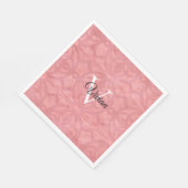 赤いピンクの水色モノグラム名 スタンダードランチョンナプキン (角)