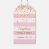 赤いピンクの白いストライプゴールドブライダルシャワー ギフトタグ