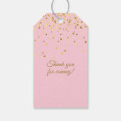 赤いピンクの白いストライプゴールドブライダルシャワー ギフトタグ (裏面)