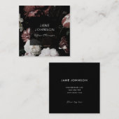 赤いピンクの白く暗い花の不機嫌な名刺 スクエア名刺 (正面/裏面)