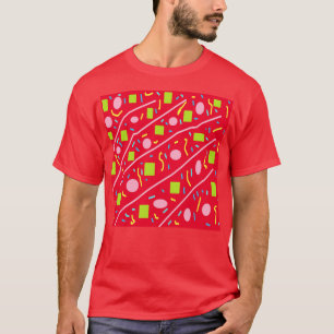 赤いピンクの緑の小さな正方形 Tシャツ