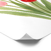 赤いピンクの美しいチューリップの絵 花の壁飾り ポスター (角)