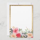 赤いピンクの花の金の縁取り 初領聖体礼拝 招待状 (裏面)