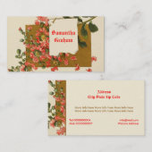 赤いピンクの花を持つヴィンテージのカスタム枝 名刺 (正面/裏面)
