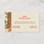 赤いピンクの花を持つヴィンテージのカスタム枝 名刺 (裏面)