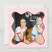 赤いピンクの花嫁の介添えをお願いするカード 招待状 (裏面)