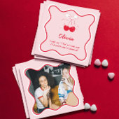 赤いピンクの花嫁の介添えをお願いするカード 招待状