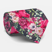 赤いピンクの花 ネクタイ (ロール)