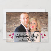 赤いピンクの落書きハート バレンタインデーの写真カード (正面)