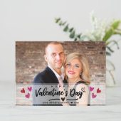 赤いピンクの落書きハート バレンタインデーの写真カード (スタンド正面)